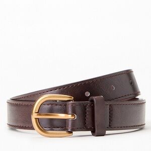 Women’s Brown Leather Belt with Gold Buckle